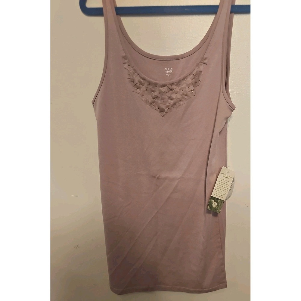 EILEEN FISHER Organic Cotton Jersey Stretch Top Medium NWT Boho